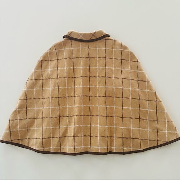 Janie and Jack Girls 7-8 Plaid Tan Cape NWT Fall - Picture 2 of 7